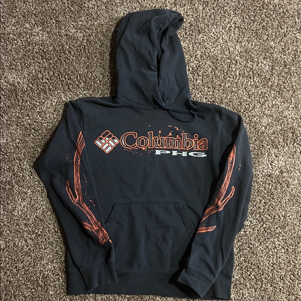 Columbia PHG Black Hoodie with Bright Orange Details